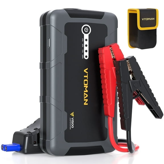 VTOMAN 1500A Jump Starter,Car Battery Jumper Starter for 12V Vehicles (up to 6.0L Gas&4.0L Diesel),Portable Lithium Booster Charger with Jumper Cables