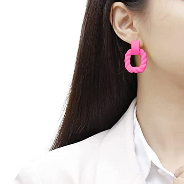 Modern Geometric Rectangle Acrylic Statement Earrings for Women Contemporary Fashion Jewelry Accessory