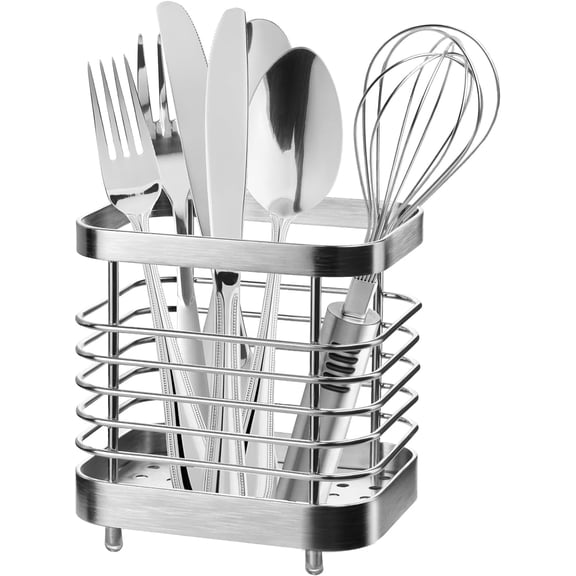 Samhe Utensil Holder for Kitchen Countertop, Stainless Steel Wall Mounted Cooking Utensil Holder
