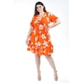 thumbnail image 1 of Vestido escote moño Roman Fashion Tallas Extras 4329 Naranja Flores Naranja 40, 1 of 6