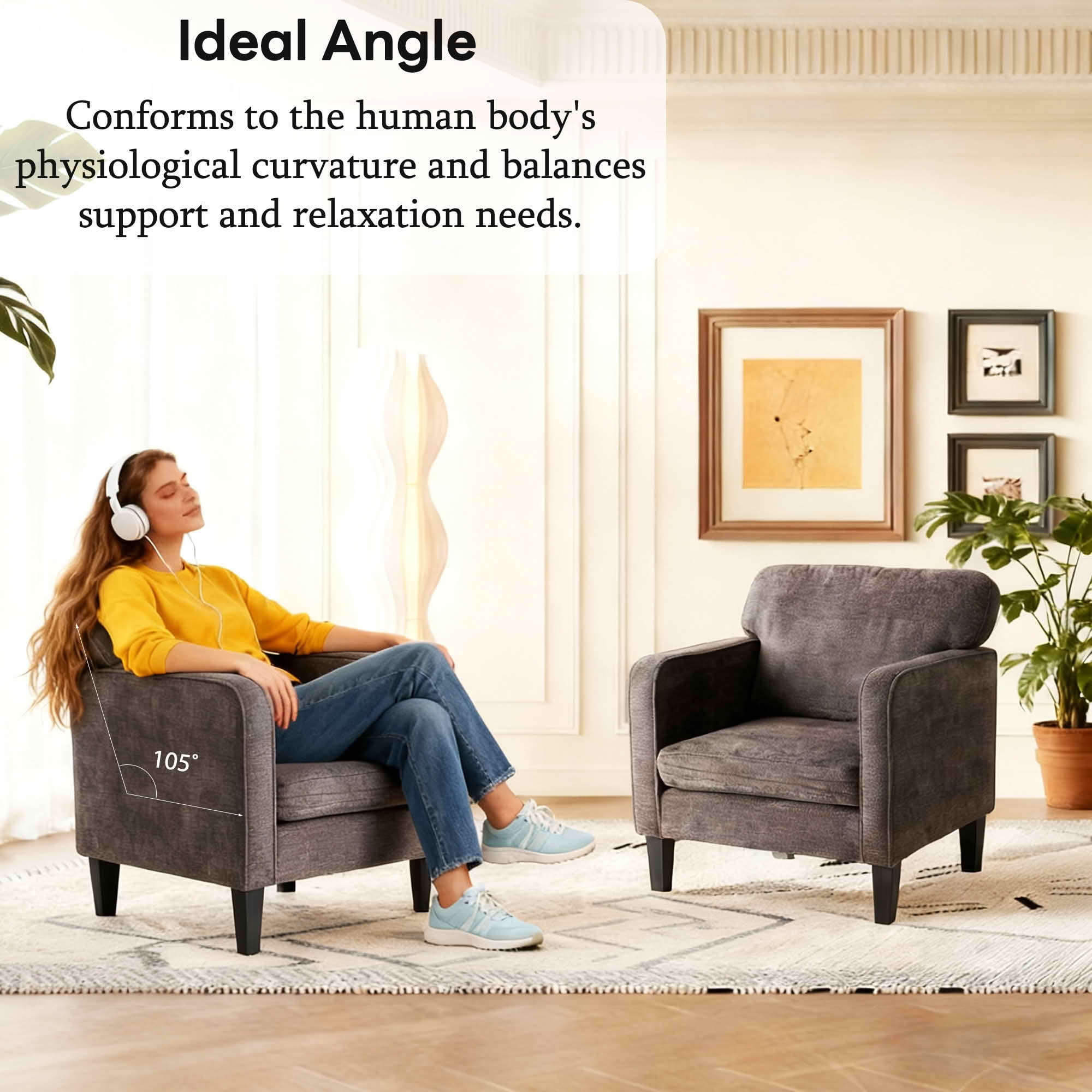MAYEERTY Reading Chair with Armrest and Backrest Comfy Lounge Chair for Bedroom Waiting Room Reception Room