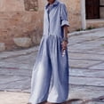 thumbnail image 6 of TNOBHG Women Plaid Jumpsuit Women Jumpsuit Check Print Color Matching Long Sleeve Turn-down Collar Wide Leg Half Single-breasted Crotch Loose Long Jumpsuit, 6 of 8