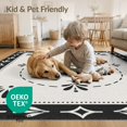 thumbnail image 4 of ODIKA 9'x12' Washable Area Rug Black White Elegant Floral Symmetry Design Classic Geometric Border with Central Motif for Dining Room, Basement, Large Office, Non-Slip Chair-Friendly, 4 of 7