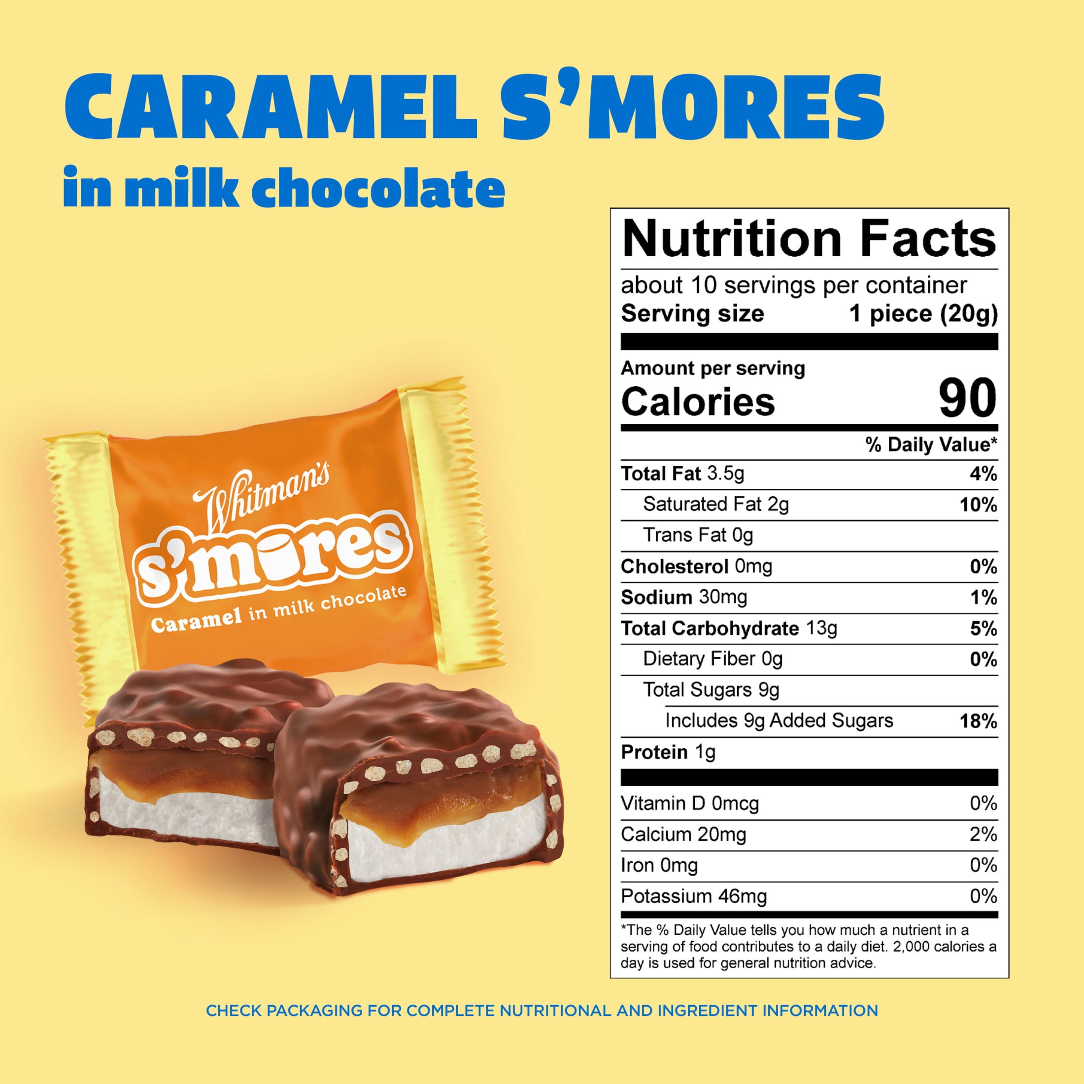 Whitman's S'mores Caramel Milk Chocolate Candy, Bag 7.3. oz (10 pieces)