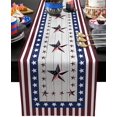 thumbnail image 1 of Chemin de Table en Coton et Lin pour la Fête de l'Indépendance du 4 Juillet, Écharpes de Commode, Thème Drapeau Américain USA Étoiles Rouges Rayures pour Table à Manger, Décoration de Cuisine de Ferme de Vacances-13x36 Pouces, 1 of 8