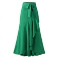 thumbnail image 7 of HAiming Maxi Skirt for Women Elegant High Waist Side Slit Long Skirts Plus Size Casual Tiered Ruffle Hem A-Line Skirt, 7 of 7