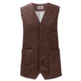 thumbnail image 6 of BiZtdJrK Casual Suit Vest Men Corduroy V Neck Button Down Vintage Waistcoat Western Cowboy Sleeveless Slim Fit Jackets with Pockets Brown S, 6 of 7