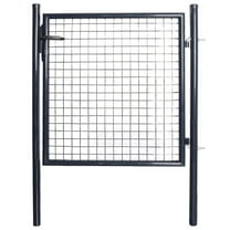 vidaXL Garden Gate Fence Wall Privacy Screen Fence Gate Galvanized Steel Gray