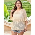 thumbnail image 7 of Cogild Women’s Plus Size Floral Crochet Top Hollow Out Crew Neck Dolman Sleeve Loose Knit Cover up & Casual Shirt L–4XL, 7 of 7
