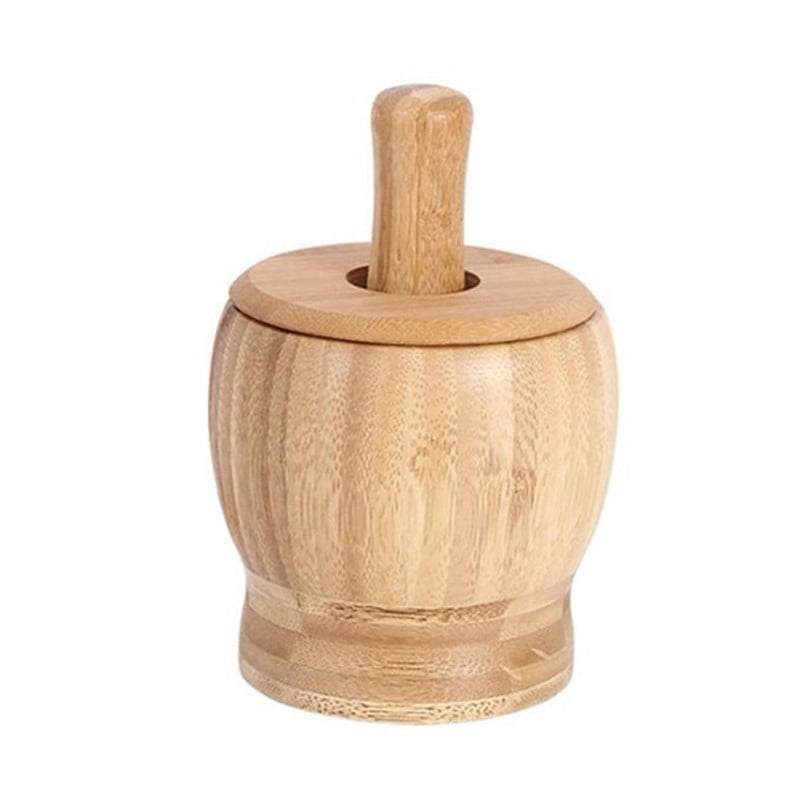 Fruit Garlic Guacamole Kitchen Tool Wooden Mashers Tools Handmade Bamboo Mortar and Pestle Set Press Nuts Crush Pepper Natural Spice Grinder