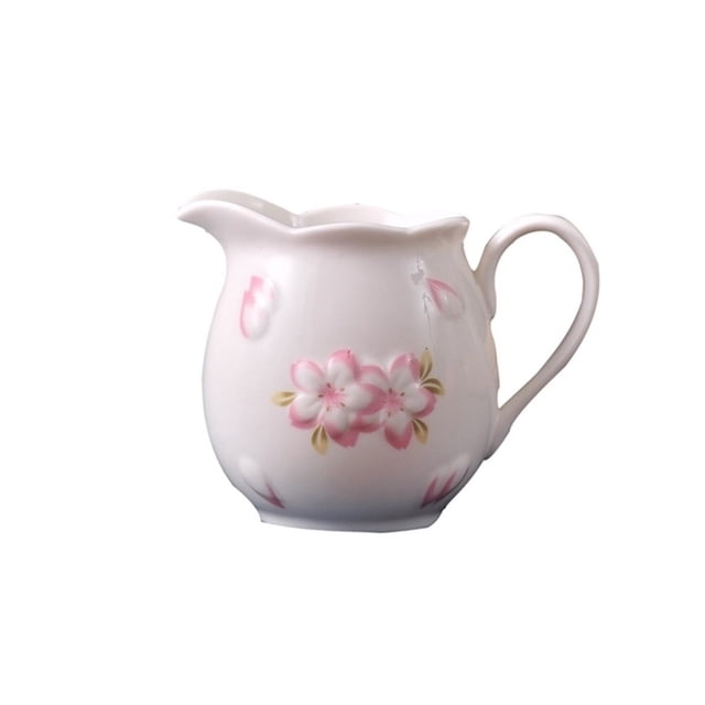 Creative Sakura Coffee Milk Pitcher Ceramic Sauce Pot Gravy Boat With Handle