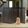 thumbnail image 2 of Demi Bonn 36" Folding Wood Pet Gate with 360° Flexible Hinge, 3-Panel Indoor Foldable Dog Fence for Stairs, Hallways, or Doorways, Retractable Freestanding Dog Gates, Brown, 2 of 7