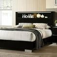 thumbnail image 5 of California King Size Bed W Shelf LED HB Black High Gloss Lacquer Solid wood 1pc Bed Bedroom Furniture Chrome Metal Legs, 5 of 6