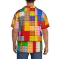 thumbnail image 3 of Fotbe Colorful Plastic Blocks Pattern Camisa Estampada de Manga Corta para Hombre, Casual de Verano, Estilo Playero, Sin Arrugas-X-Large, 3 of 5