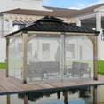 thumbnail image 2 of BPS 10' x 10' Gazebo Universal Mosquito Netting Screen Replacement, 4-Panel Screen Walls with Double Zippers for Outdoor Patio - Gray (Mosquito Net Only), 2 of 8