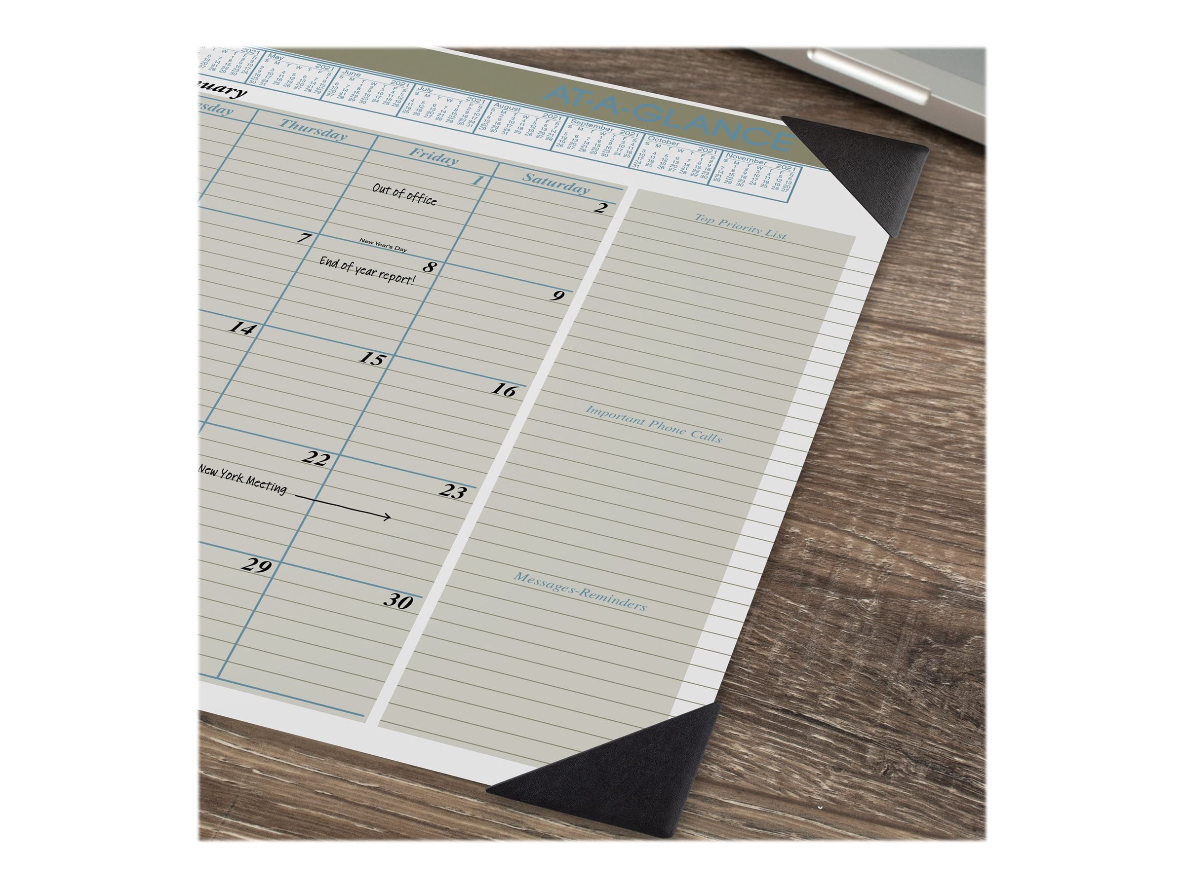 AT-A-GLANCE Executive Monthly Desk Pad Calendar, 22" x 17", Buff, 2021