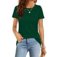 thumbnail image 5 of Womens Summer Casual Short Sleeve Tunics Tops Crew Neck Blouses Dressy Basic Shirts, 5 of 6