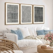 HPNIUB Geometric Line Framed Canvas Wall Art Modern Abstract Minimalist Painting Neutral Decor Set of 3 for Living Room Bedroom Office 24x36 Inch