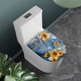 thumbnail image 2 of Xoenoiee Toilet Bowl Lid Cover Decorative Toilet Lid Cover Washable Elastic Edges Toilet Seat Lid Cover Fits Most Toilet Lids for Home Decor Accessories, Sunflower Daisy Butterfly Blue Golden Marble, 2 of 6