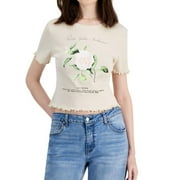 GRAYSON THREADS GRAYSON/THREADS Womens Rosa Gallica Graphic T-Shirt, Beige, Juniors, X-Large