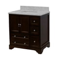thumbnail image 5 of KBC Madison 36" Solid Wood Bathroom Vanity w/ Carrara Stone in Chocolate, 5 of 6