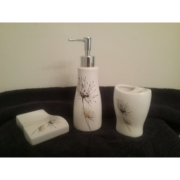 Watson Bathroom Accessories - Brown & Black Ceramic Bathroom Accessory Set