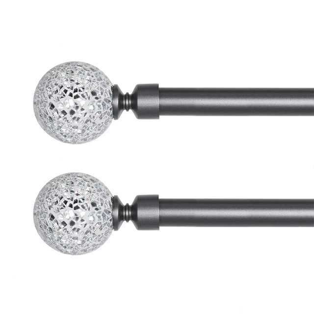 2 Pack Glass Mosaic Ball Finials Curtain Rod，3/4” Adjustable Curtain