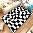 thumbnail image 2 of Abstract Black and White Checkerboard Plaid Carpet Moroccan Style Living Room Bedroom Rug Modern 3d Geometry Door Mats Household, 2 of 7