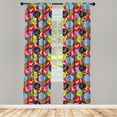 thumbnail image 4 of Ambesonne Funny Cat Window Curtains, Animals Colorful Circles, Each 28" W x 63" L, Earth Yellow Dark Pink, 4 of 4