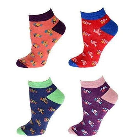 Floral Pattern Ankle Low Cut 2-pair Pack & 4-pair Pack Cotton Socks