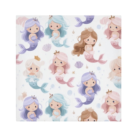 1 Pack 20'' x20" Satin Table Napkins Dinner Napkins for wedding Party Decoration events Cartoon Mermaids