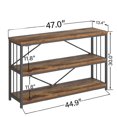 thumbnail image 3 of Modern Hallway Foyer Table with Storage Behind Couch, 3 Tier Accent Entry Tables for Home Front Living Room, Rustic Brown, 47 inch Rustic Console Table, Industrial Wood Metal Entryway Sofa Table, 3 of 8