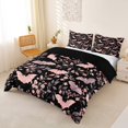 thumbnail image 2 of Homewish Halloween Pink Bat Bedding,Floral Vine Print Duvet Cover Full,Black Blush,Black Reversible,3 Pieces,1 Duvet Cover and 2 Pillowcases, 2 of 6