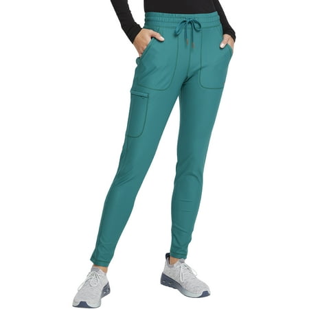 

Cherokee Form Scrubs Pant For Women Mid Rise Tapered Leg Drawstring CK095P XXS Petite Hunter Green