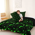 thumbnail image 4 of Manfei 3D Triangle Queen Comforter Set, Geometric Black Green Comforter Sets Queen, Black Reversible 3pcs, 1 Comforter and 2 Pillowcases, 4 of 6