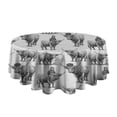 thumbnail image 5 of Gray Highland Cow Person Pattern Round Tablecloth 60"x60",Wrinkle Wipeable Table Cloth for Kitchen Dining Room Picnic Patio Party, 5 of 6