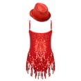thumbnail image 2 of Haitryli Kids Girls Latin Jazz Ballet Dance Dress with Hat Disco Party Ballroom Performance Competition Dancewear Red 6, 2 of 7