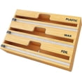 thumbnail image 1 of 3 In 1 Wrap Organizer With Cutter And Labels, Plastic Wrap, Aluminum Foil And Wax Bamboo Dispenser (natural), 1 of 5