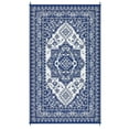 thumbnail image 3 of GlowSol 9x18 Outdoor Rug Waterproof Carpet Patio Rug Indoor Outdoor Area Rug Reversible Rug for Picnic Beach Deck-Outdoor, Dark Blue/White, 3 of 8