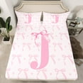thumbnail image 2 of jejeloiu Initial Letter J Full Size Sheets,Kawaii Bowknot Bed Sheets,Pink White Sheet Sets For Girls,Breathable Bedroom Decoration,4pcs, 2 of 7