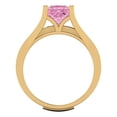 thumbnail image 4 of 2.28 ct Brilliant Princess Cut Pink Zircon 18K Yellow Gold Solitaire with Accents Engagement Bridal Wedding Ring Band Set size 6, 4 of 7
