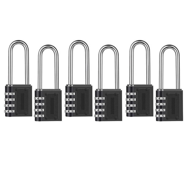 Paquete de 6 Candados Con Combinación para Exteriores, Candado Con Grillete de 6,5 cm, Candado Con Combinación Reiniciable de 4 Dígitos Impermeable