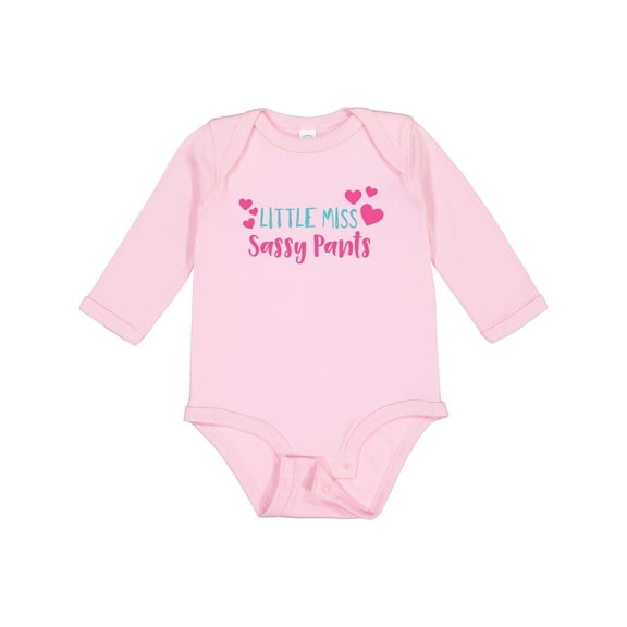 Inktastic Little Miss Sassy Pants, Sassy, Sassy Girl, Hearts Girls Long Sleeve Baby Bodysuit