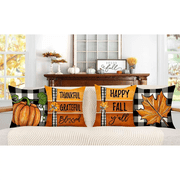 LONGRV Fall Decor Pillow Covers 18x18 Set of 4 Thanksgiving Buffalo Check Pumpkin Farmhouse Decorations Happy Fall Yall Outdoor Autumn Pillows Decorative Throw Cushion Case