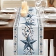 thumbnail image 3 of Country Star Blue Table Runner, Farmhouse Vintage Branches Wooden Washable Cotton Linen Table Runners 108 Inches Long, Dresser Scarf Runner for Dining/Living Room/Kitchen/Square Tables 13''x108'', 3 of 9