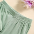 thumbnail image 4 of HAOTAGS Baby Girls Fly Sleeve Top with Bell-bottomed Pants, Solid Color 2 Piece Outfit Set for Kids Green 4 T, 4 of 9