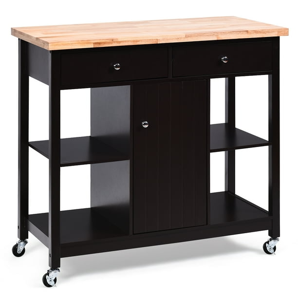 Costway Rolling Kitchen Trolley Island Utility Cart Storage Shelf