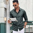 thumbnail image 5 of Delconic Men's Urban Stylish Casual Business Slim Fit Long Sleeve Button Up Dress Shirt with Pocket Gray S, 5 of 6