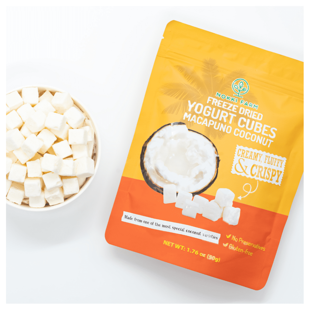 NOKKI FARM Freeze Dried Macapuno Coconut Yogurt Melts - Healthy & Exotic Tropical Fruit Snacks, Low in Sugar, No Preservatives, Kid-Approved Shelf-Stable & Portable On-The-Go Snacking, 1.76oz x 6