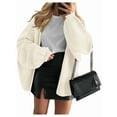 thumbnail image 2 of Women'S Oversized Cardigan Sweaters Fall Long Lantern Sleeve Knit Open Front Sweater White L, 2 of 10